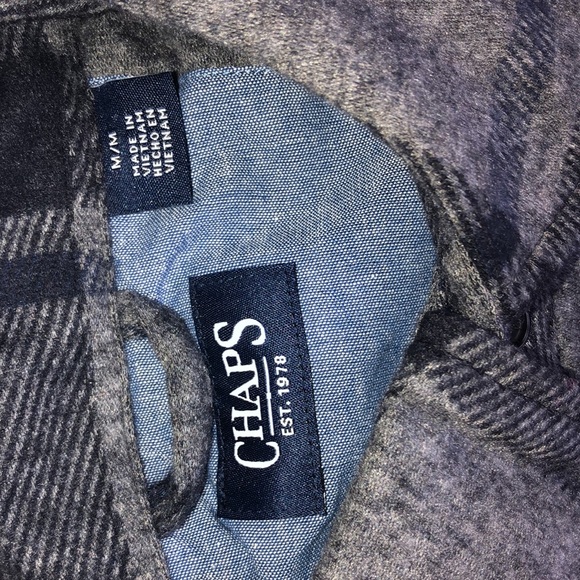 Chaps Men's Long Sleeve Lakeland Stretch Flannel Knit Fleece Shirt Regular Fit M - Picture 7 of 14